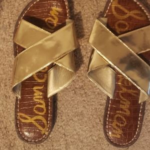 Sam Eldelman Gold Crisscross Slides